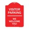 Signmission Reserved Parking Visitor Parking We Welcome You!, Red & White Alum, 18" x 24", RW-1824-23016 A-DES-RW-1824-23016 - alternate 1